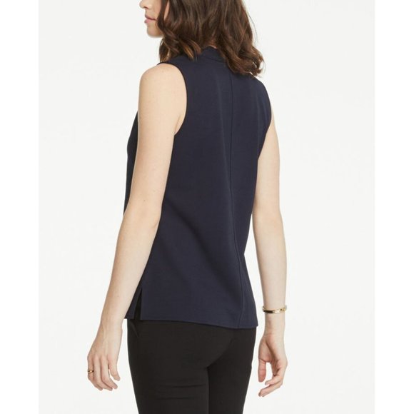 NWT Ann Taylor Factory Black Pleated V-Neck Shell - Picture 2 of 2